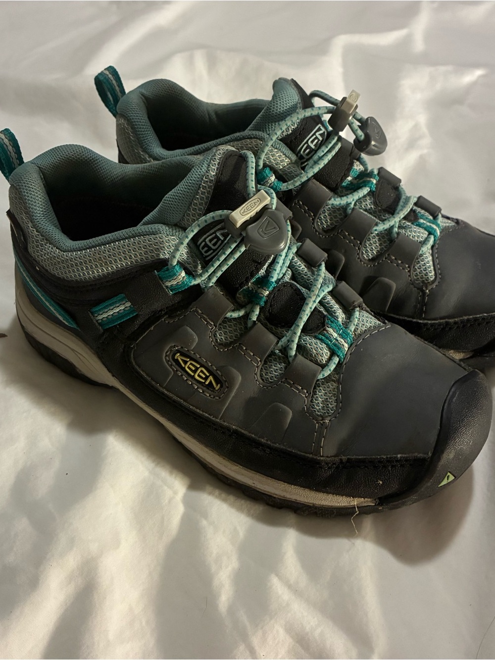 Keen Kid’s Black/Grey and Teal Low-Profile Hiking Shoes